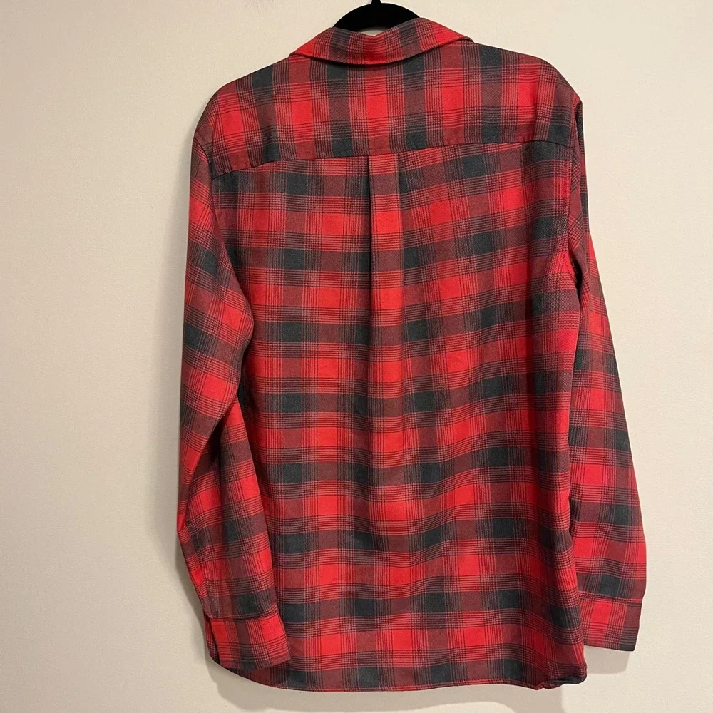 The North Face Shirt Long Sleeve Button Up ThermoCore Flannel Red Gray Plaid LRG